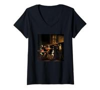 Mujer Llamamiento de San Mateo de Caravaggio (1600) Camiseta Cuello V