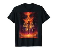 Mujer Llamas Cósmicas Triángulo Transformación de Poder Camiseta