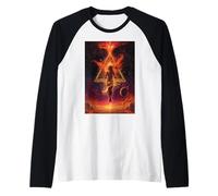 Mujer Llamas Cósmicas Triángulo Transformación de Poder Camiseta Manga Raglan