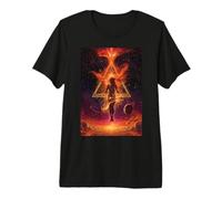 Mujer Llamas Cósmicas Triángulo Transformación de Poder Camiseta Premium