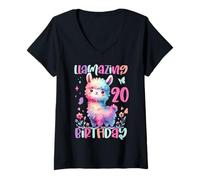 Mujer Llamazing 20 de cumpleaños lindo Llama Family Farty Alpaca Camiseta Cuello V
