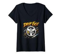 Mujer Llanta Personalizada para entusiastas del Coche de Carreras Lista para Pista Camiseta Cuello V
