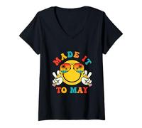 Mujer Llegó a May Smile Face Teacher Camiseta Cuello V