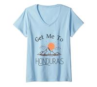 Mujer Llévame a Honduras Vintage Vacaciones Camiseta Cuello V