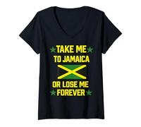Mujer Llévame a Jamaica o Lose Me Forever Crucero por la Bandera del Caribe Camiseta Cuello V