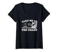 Mujer Llévame a la Costa - Funny Saying Lake House Vacation Lake Camiseta Cuello V