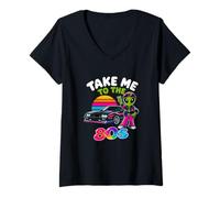 Mujer Llévame a los 80 Retro Synthwave Alien Throwback Nostalgia Camiseta Cuello V