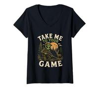 Mujer Llévame a tu Juego Cazador alienígena secuestro OVNI Camiseta Cuello V