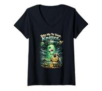Mujer Llévame a tu tejedora Ciencia ficción Alien Craft Crafters Animal Camiseta Cuello V