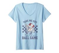 Mujer Llévame al juego de pelota de béisbol Softbol Vintage Camiseta Cuello V