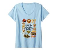 Mujer Llévame al Juego de Pelota Vintage Duck Camiseta Cuello V
