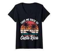 Mujer Llévame de Regreso a Costa Rica Retro Vacaciones Familiares Viajes Camiseta Cuello V