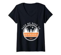 Mujer Llévame de vuelta a Nebraska Travel Camiseta Cuello V
