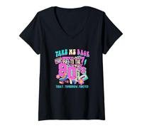 Mujer Llévanos de vuelta a los años 80 vintage colorida fiesta temática de los años 80 Camiseta Cuello V