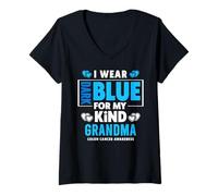 Mujer Llevo Azul Oscuro para mi Abuela - Conciencia sobre el cáncer de Colon Camiseta Cuello V