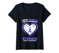 Mujer Llevo bígaro para mi Hija Conciencia sobre el cáncer de estómago Camiseta Cuello V