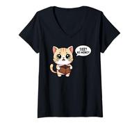 Mujer Llorando Gato Ver No Dinero Divertido Estudiante Rompi Camiseta Cuello V