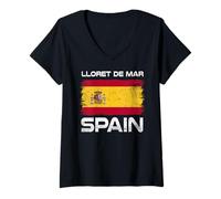 Mujer Lloret De Mar Bandera España Diseño Orgullosa Bandera Española Camiseta Cuello V