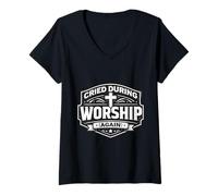 Mujer Lloró Durante la adoración Otra Vez Christian Jesucristo Dios Iglesia Camiseta Cuello V