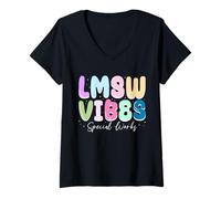 Mujer LMSW Vibes Special Works Licenciado Master Social Worker Camiseta Cuello V