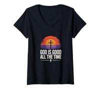 Mujer Lo Bueno es Bueno Todo el Tiempo Mujeres Hombres Fe Top Christian Camiseta Cuello V