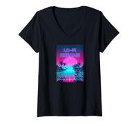 Mujer Lo-Fi Dreams Vaporwave 80s Aesthetic Synthwave Sunset Camiseta Cuello V