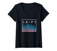 Mujer lo-fi hip hop retro soundwave vaporwave camiseta estética Camiseta Cuello V