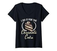 Mujer Lo hago para el propietario de la panadería de pasteles de pastel de chocolate Camiseta Cuello V