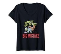 Mujer Lo hizo fuera de la cama Gran error Camiseta Cuello V