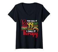Mujer Lo Llamas Reggae Yo lo llamo Terapia Rastafari Reggae Música Camiseta Cuello V