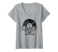 Mujer Lo mejor de 1961 vinilo clásico, nacido en 1961 cumpleaños pensativo Camiseta Cuello V