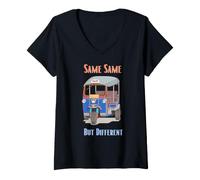 Mujer Lo Mismo Pero Diferente con Tuk-Tuk Taxi Tailandia Viajes Camiseta Cuello V