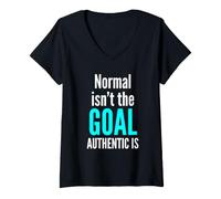 Mujer Lo Normal no es el Objetivo auténtico es la Conciencia sobre la neurodiversidad Camiseta Cuello V
