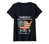 Mujer Lo Normal no es Volver Jesús es Biblia Cristiana Camiseta Cuello V