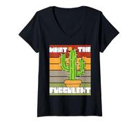 Mujer Lo Que el Propietario de Cactus Cactus Amante de Las Plantas suculentas fucculantes Camiseta Cuello V