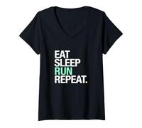 Mujer Lo Que Hay Que Tener para los Corredores: Comer, Dormir Camiseta Cuello V