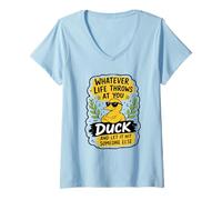 Mujer LO Que LA Vida TE LLEVE Pato Y Deje Que Golpe A Alguien MÁS Camiseta Cuello V