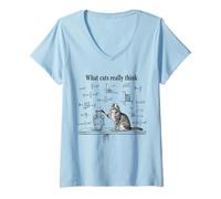 Mujer Lo Que los Gatos Realmente piensan Divertido Física Ciencia Nerd Cat Meme Camiseta Cuello V