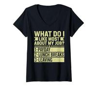 Mujer Lo que más me gusta de mi trabajo Diseño de humor Camiseta Cuello V