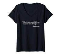 Mujer LO Que NO ME Mata ME Hace MÁS Fuerte Nietzsche Camiseta Cuello V