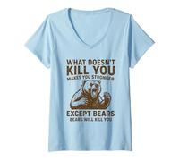 Mujer Lo Que no te Mata te Hace más Fuerte Excepto los Osos Que acampan Camiseta Cuello V