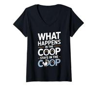 Mujer Lo Que Sucede en el Coop, se Queda en el gallinero Camiseta Cuello V