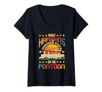 Mujer Lo que sucede en el pontón se queda en el capitán del pontón Camiseta Cuello V