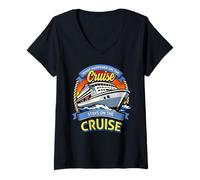 Mujer Lo Que sucedió en el Crucero se Queda Divertido en el Crucero Camiseta Cuello V