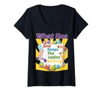 Mujer Lo Que Tiene Bolas y Mantiene a Las Damas Sonriendo Humor Bingo Camiseta Cuello V