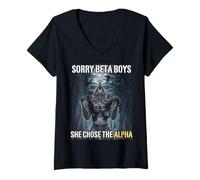 Mujer Lo Siento Beta Boys Ella eligió El Alfa Divertido Alfa Lobo Meme Camiseta Cuello V