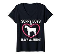 Mujer Lo Siento Chicos mi Caballo es mi Amor Ecuestre de San Valentín Camiseta Cuello V