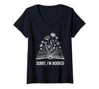 Mujer Lo Siento, Estoy Reservado Libro Floral Amor Lectura acogedora del ratón de Biblioteca Camiseta Cuello V