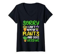 Mujer Lo siento, las plantas me necesitan tulipán colorido y suculentas Camiseta Cuello V