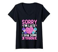 Mujer Lo siento, llego tarde, vi algo de humor de hilo Camiseta Cuello V